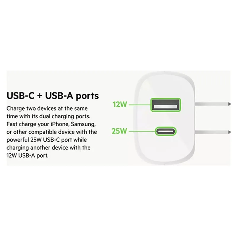 شارژر دیواری Belkin فست شارژ 37 وات USB-C,A WCB007 - 5