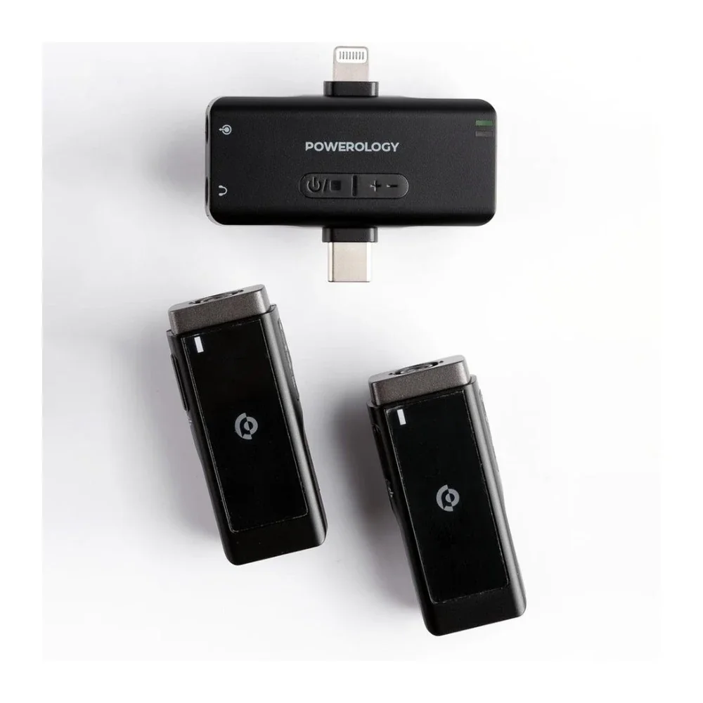 میکروفن بی سیم دو مخاطبه پاورولوژی مدل Lavalier Pwmic2bk