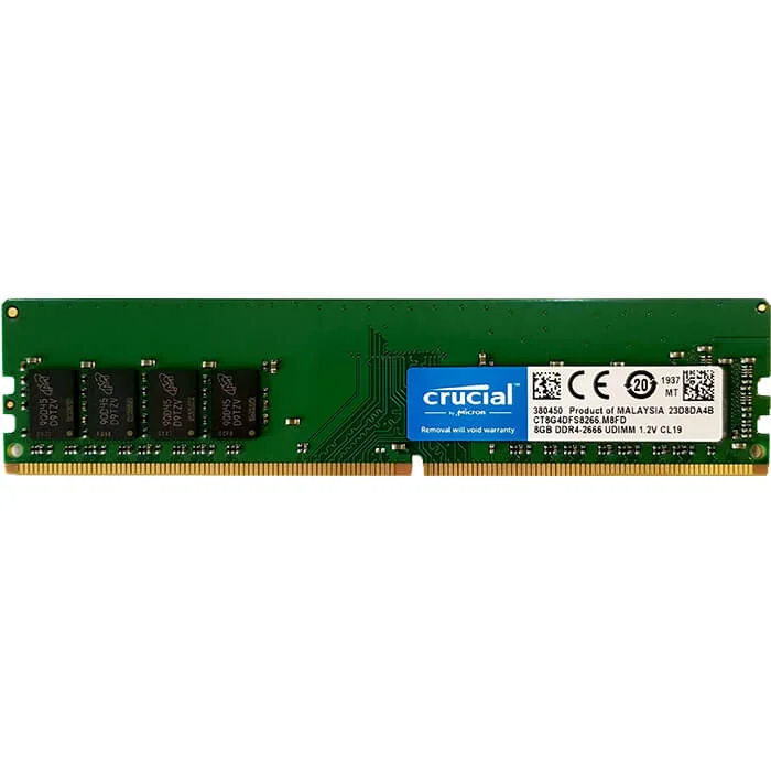 رم کامپیوتر DDR4 تک کاناله کروشیال 2666 مدل CT8G4SFRA266 ظرفیت 8 گیگابایت
