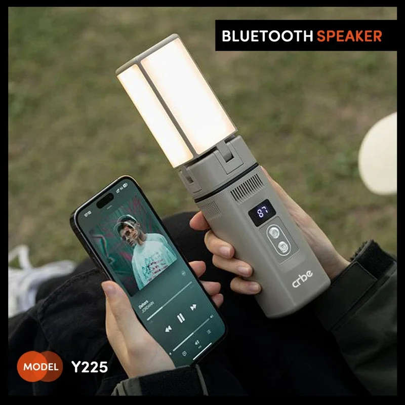 اسپیکر بلوتوثی قابل حمل کربی مدل Y225 POWERBANK & CAMPING LIGHT